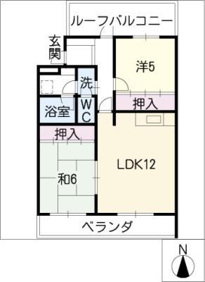 パラドールHARA(2LDK/4階)の間取り写真