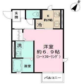 クロスガーデン町田(1K/2階)の間取り写真