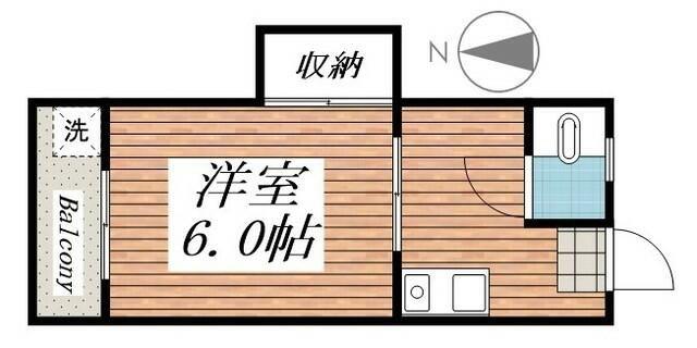 北浦ビル(1K/3階)の間取り写真