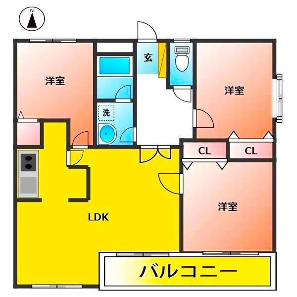 ツリーベルハイツ(3LDK/1階)の間取り写真