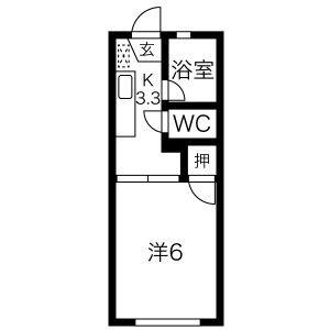 トムソーヤ(1K/2階)の間取り写真