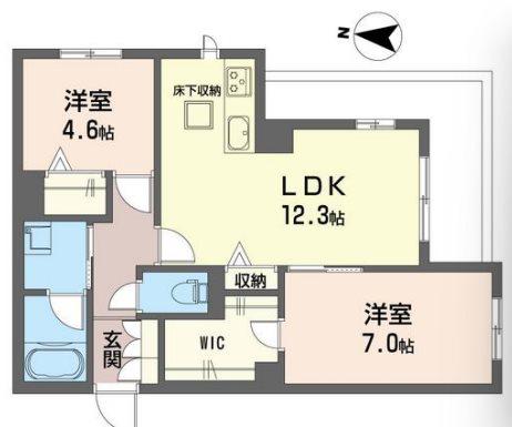 リュウム(2LDK/1階)の間取り写真