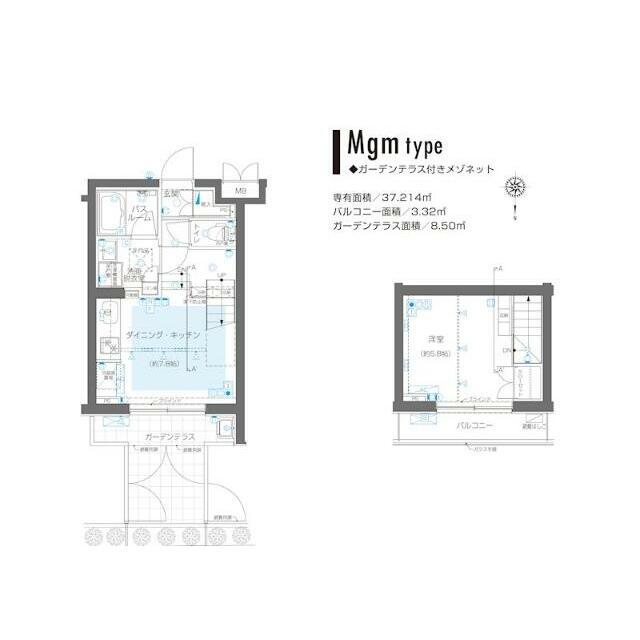 ZOOM目黒かむろ坂 部屋番号102(1DK/1階)の間取り写真
