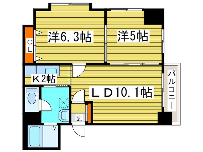 アニマリートN17(2LDK/10階)の間取り写真