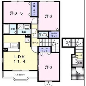 サンパティークD(3LDK/2階)の間取り写真
