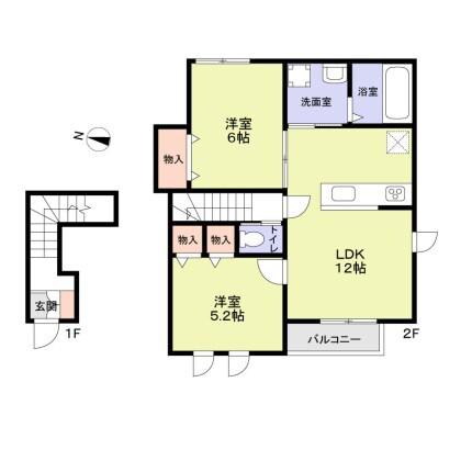 川崎市多摩区宿河原3丁目計画(2LDK/2階)の間取り写真