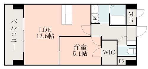サムティ熊本近見I(1LDK/5階)の間取り写真