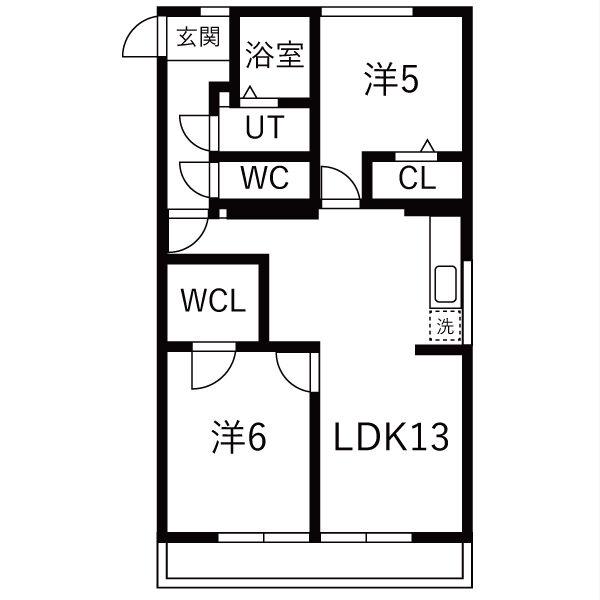 ハイツ長野M棟(2LDK/2階)の間取り写真
