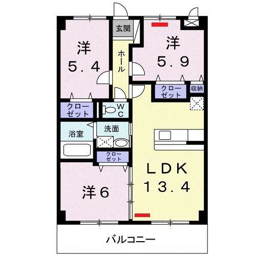ルベライト(3LDK/2階)の間取り写真