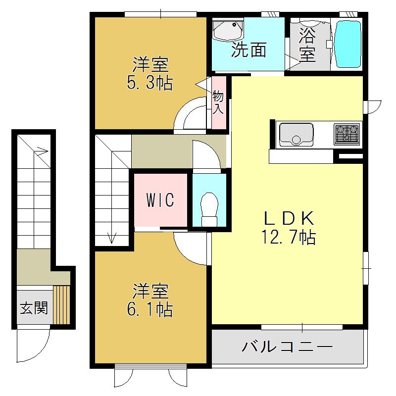 レジデンシア時計台A棟(2LDK/2階)の間取り写真