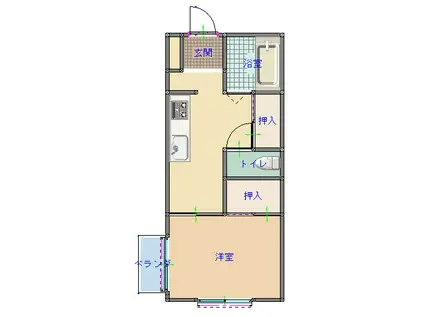 エクセレント・アイ B(1DK/1階)の間取り写真