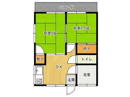 コーポ清田(2DK/2階)の間取り写真