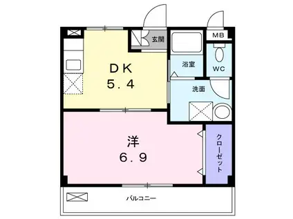 プレッソ・ガレ壱番館(1DK/2階)の間取り写真