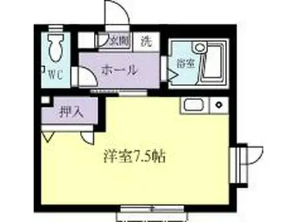 ホワイトパレス(ワンルーム/1階)の間取り写真