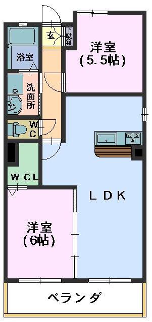 近藤ハイツ(2LDK/2階)の間取り写真