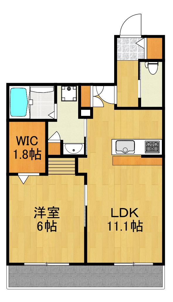 PRENDRE SOSIE(1LDK/1階)の間取り写真