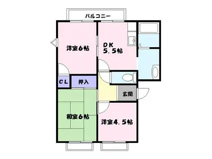 フレグランス金保A棟・B棟(3DK/2階)の間取り写真