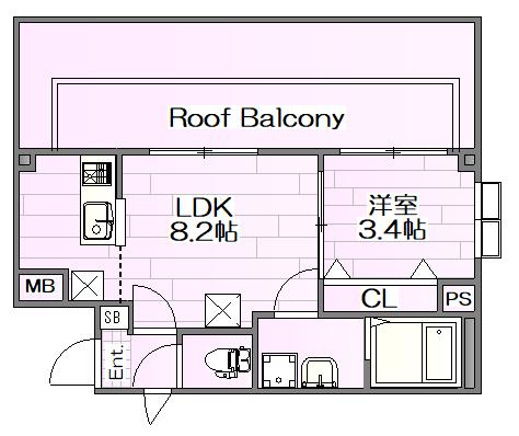 STUDIO FLAT KAMEARI(1LDK/4階)の間取り写真