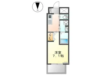 プリオール椿PARTII(1K/5階)の間取り写真