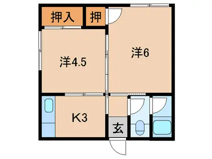 黒田コーポ(2K/2階)の間取り写真