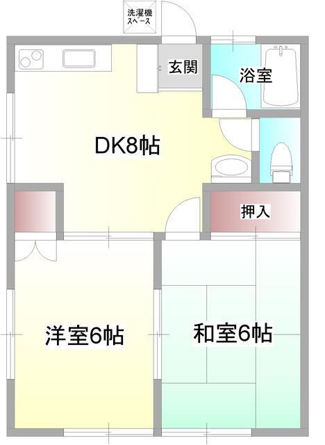 サンハイム椿(2DK/1階)の間取り写真