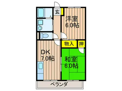 ラメール佐野(2DK/2階)の間取り写真