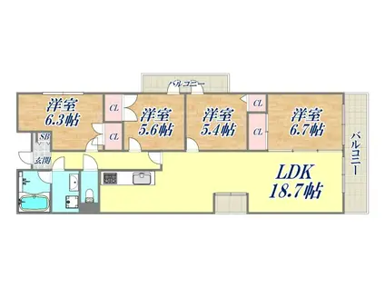 イトーピア甲陽園(4LDK/7階)の間取り写真