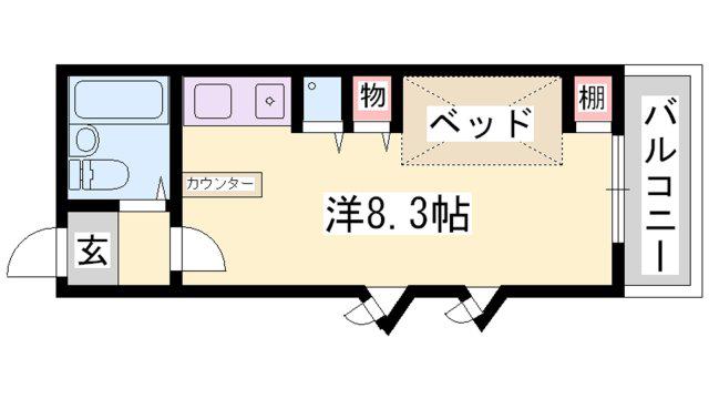グランハイム東辻井(ワンルーム/1階)の間取り写真