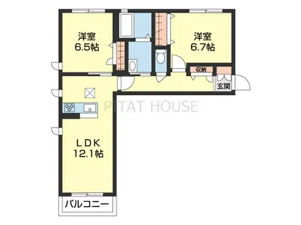 シャーメゾンMISA(2LDK/2階)の間取り写真