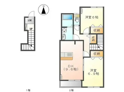 ラ・メール(2DK/2階)の間取り写真