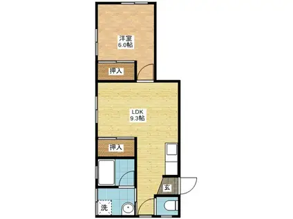 ハイツ横尾(1LDK/2階)の間取り写真