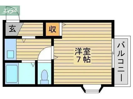 コスモクィーン鹿田(1K/4階)の間取り写真