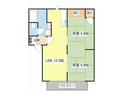 ヴェナビスタ(2LDK/2階)の間取り写真