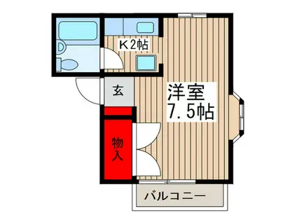 岡ハイツ(1K/2階)の間取り写真