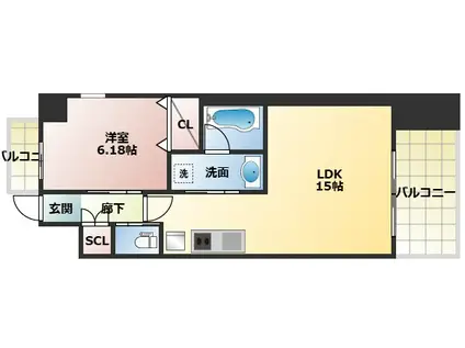 プレジオ帝塚山(1LDK/2階)の間取り写真