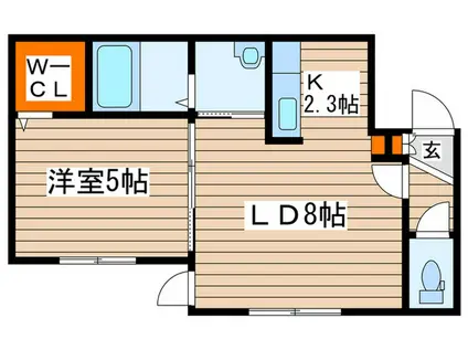 REHOED(1LDK/2階)の間取り写真