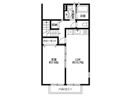 アスピリア萬寿舎(1LDK/2階)の間取り写真