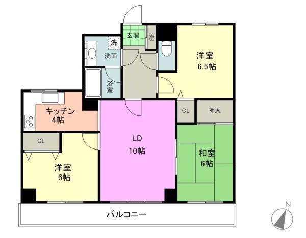 日勝堂ビル(3LDK/4階)の間取り写真