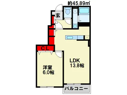 シンフォニー ガーデン(1LDK/2階)の間取り写真