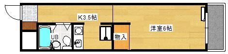 エルハイム庚午A棟(1K/4階)の間取り写真