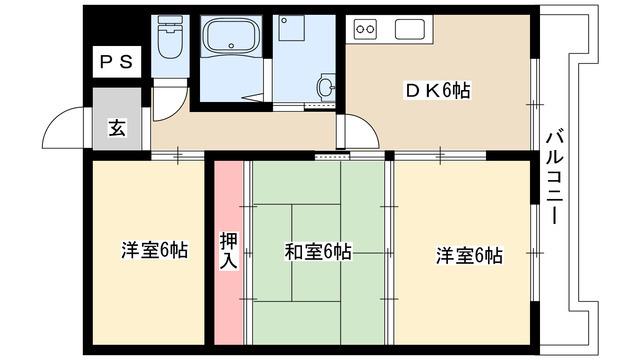 藤森ハイム(3LDK/3階)の間取り写真
