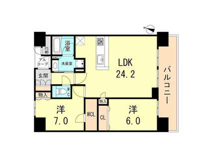 ワコーレ ザ・神戸トアロード(2LDK/2階)の間取り写真
