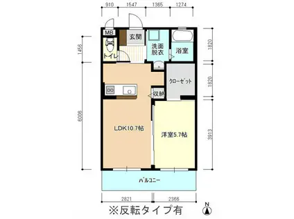 エクセレント壱番館(1LDK/1階)の間取り写真