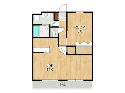 フォレスターアオエ(1LDK/2階)の間取り写真