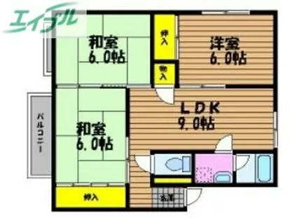 グリーンハイツ河合(3LDK/2階)の間取り写真