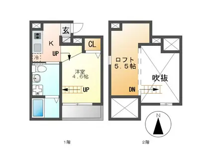 プランドールN(1K/1階)の間取り写真