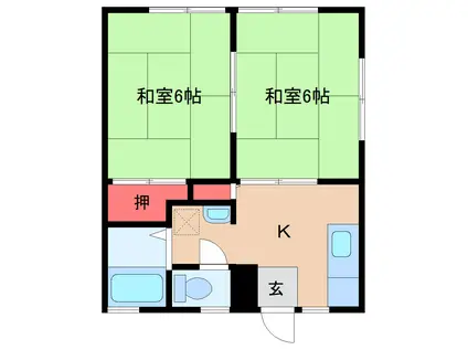 桜川ハイツ(2K/1階)の間取り写真
