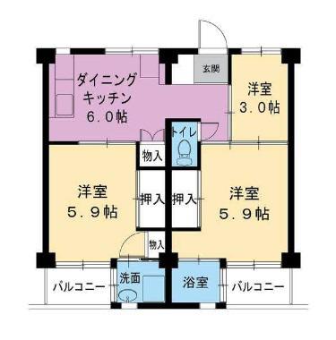 ビレッジハウス水島 1号棟(3DK/4階)の間取り写真