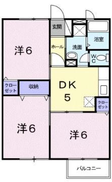 ニューエルディムハピネスA(3K/2階)の間取り写真