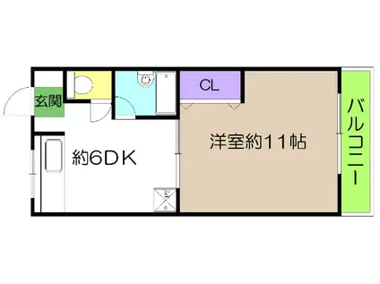 ロイヤル薊野(1DK/3階)の間取り写真
